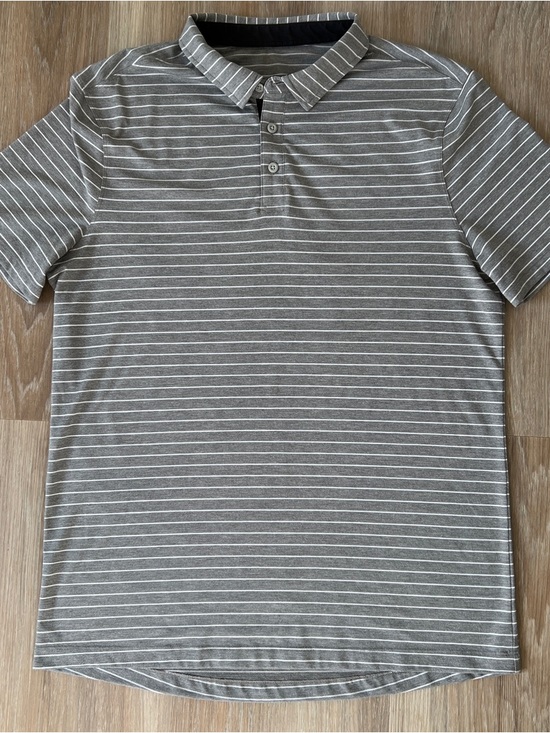 lululemon athletica Other - Lululemon Polo Shirt Gray Stripe Short Sleeve Mens Medium No Tag golf tennis